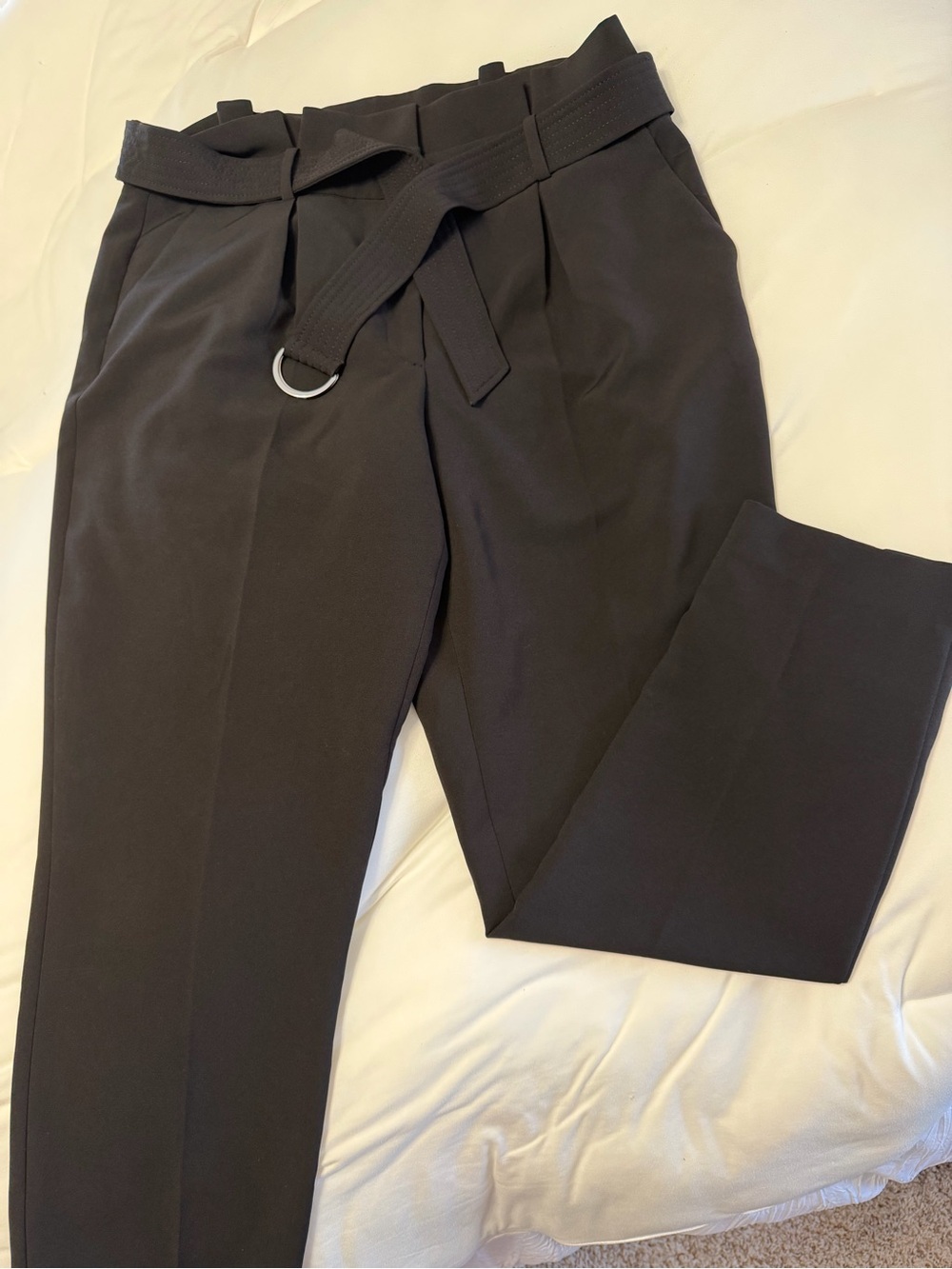 High-Rise Black Dress Pants with Belt